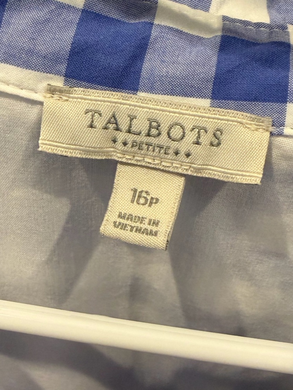 Talbots Petite Blue Gingham Checkered Lined Shirtdress - Picture 5 of 8